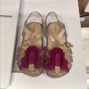 Mini Melissa Gold and Pink Sandals for Casual Elegance